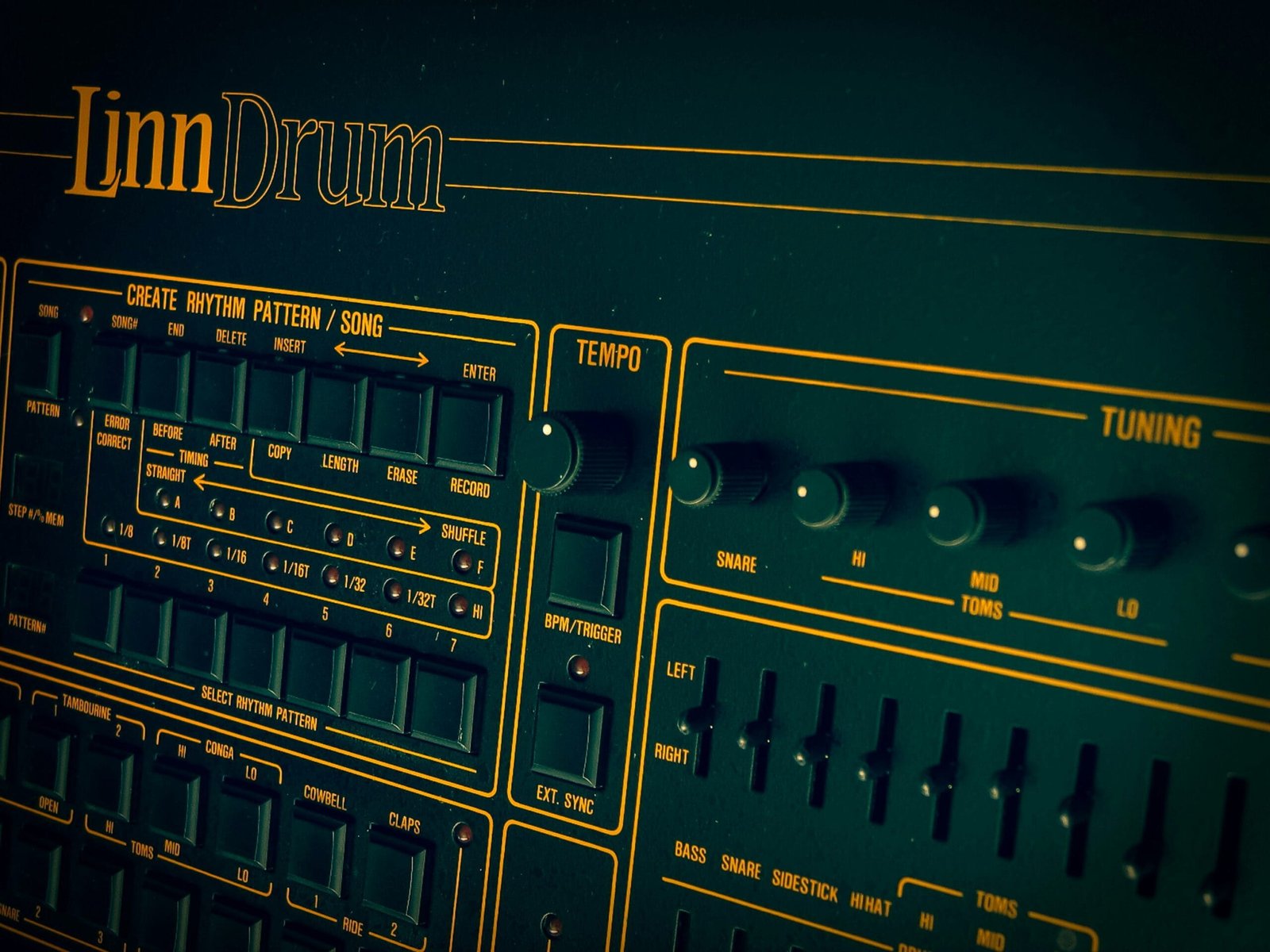 close view of Linn Drum machine