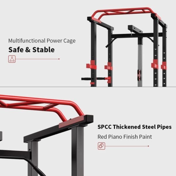 Multi-functional Power Cage,Home Adjustable Pullup Squat Rack 1000Lbs Capacity Comprehensive Fitness Barbell Rack - Image 13
